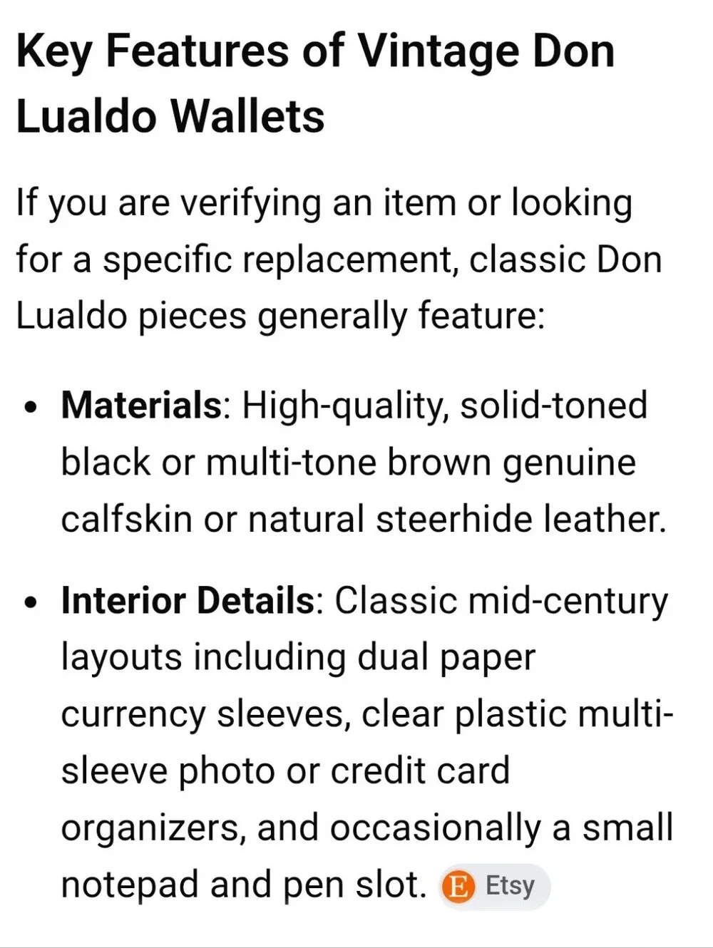 Vintage Don Lualdo Leather Wallet Set